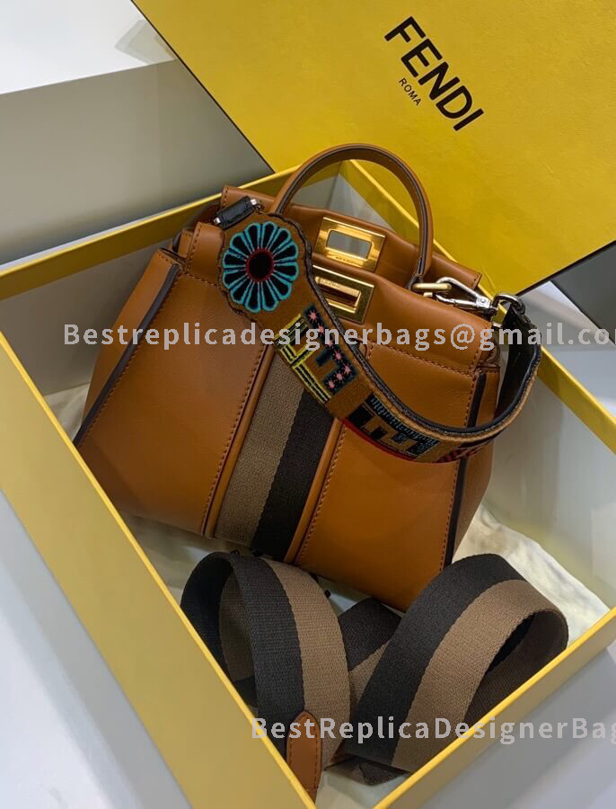 Fendi Peekaboo Iconic Mini Brown Leather Bag 2123S